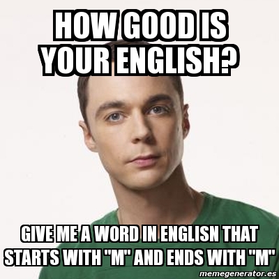 Meme Sheldon Cooper - how good is your english? give me a word in ...