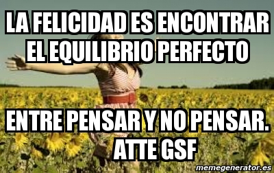 Meme Personalizado - La Felicidad Es Encontrar El Equilibrio Perfecto ...