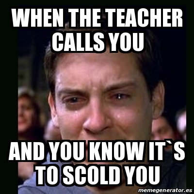 Meme crying peter parker - when the teacher calls you and you know it`s ...