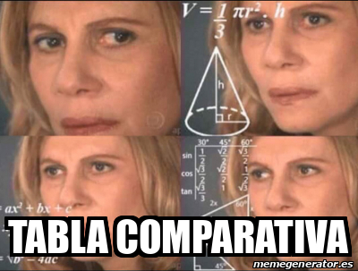 Meme Personalizado Tabla Comparativa