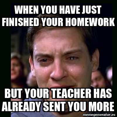 Meme crying peter parker - When you have just finished your homework ...