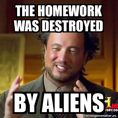 alien homework meme