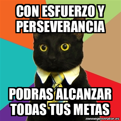 Meme Business Cat - con esfuerzo y perseverancia podras alcanzar todas ...