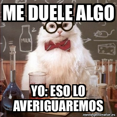 Meme Chemistry Cat - me duele algo yo: eso lo averiguaremos - 32189207