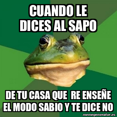 Meme Foul Bachelor Frog Cuando Le Dices Al Sapo De Tu Casa Que Re Ense E El Modo Sabio Y Te