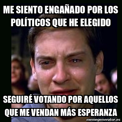 Meme crying peter parker - me siento engañado por los políticos que he ...