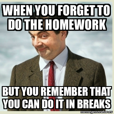 mr bean homework meme