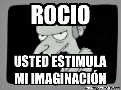 Meme Personalizado - Rocio Usted estimula mi imaginación - 32509698