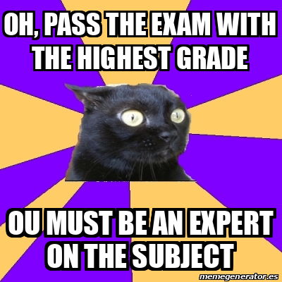 Meme Anxiety Cat - oh, pass the exam with the highest grade ou must be ...