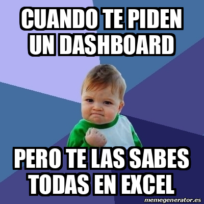 Meme Bebe Exitoso Cuando Te Piden Un Dashboard Pero Te Las Sabes Todas En Excel