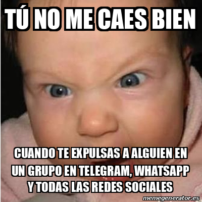 Meme Bebe Furioso T No Me Caes Bien Cuando Te Expulsas A Alguien En Un Grupo En Telegram