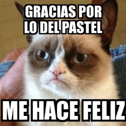 Meme Grumpy Cat - Gracias por lo del pastel me hace feliz - 10592655