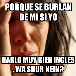 Meme Problems Porque Se Burlan De Mi Si Yo Hablo Muy Bien Ingles Wa Shur Nein