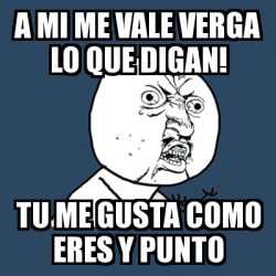 Meme Y U No - a mi me vale verga lo que digan! tu me gusta como eres y