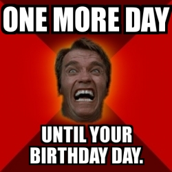Meme Arnold One More Day Until Your Birthday Day