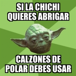 Meme Yoda Si la chichi quieres abrigar Calzones de polar debes