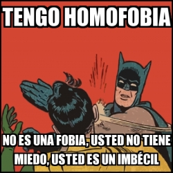 Meme Batman slaps Robin - tengo HOMOFOBIA NO ES UNA FOBIA, USTED NO TIENE  MIEDO, USTED ES UN IMBÃ‰CIL - 22639181