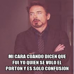 Meme Personalizado Mi Cara Cuando Dicen Que Fui Yo Quien Se Volo El Porton Y Es Solo Confusion