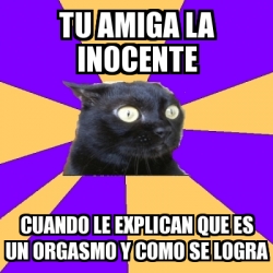 Meme Anxiety Cat Tu Amiga La Inocente Cuando Le Explican Que Es Un