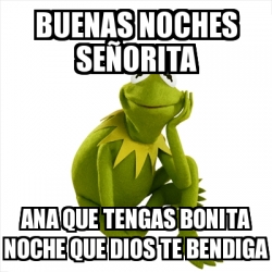 Meme Kermit the frog - Buenas noches seÃ±orita Ana que tengas bonita noche  que dios te bendiga - 30408649