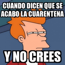 Meme Futurama Fry Cuando Dicen Que Se Acabo La Cuarentena Y No Crees