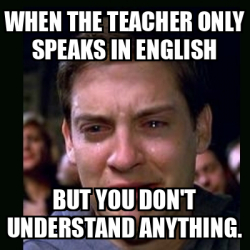 Meme crying peter parker - When the teacher only speaks in English But ...