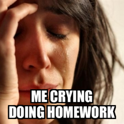 girl crying doing homework meme