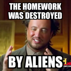 alien homework meme