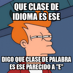 Meme Futurama Fry Que Clase De Idioma Es Ese Digo Que Clase De