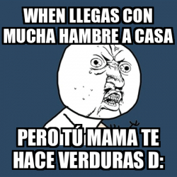 Meme Y U No When Llegas Con Mucha Hambre A Casa Pero T Mama Te Hace