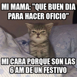 Meme Personalizado Mi Mama Que Buen Dia Para Hacer Oficio Mi Cara Porque Son Las Am De Un