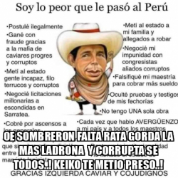 Meme Personalizado Oe Sombreron Falta Rata Gorda La Mas Ladrona Y Corrupta Se Todos Keiko