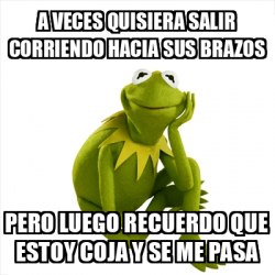 Meme Kermit The Frog A Veces Quisiera Salir Corriendo Hacia Sus Brazos Pero Luego Recuerdo Que