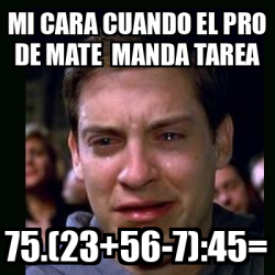 Meme Crying Peter Parker Mi Cara Cuando El Pro De Mate Manda Tarea