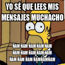 Meme Personalizado - Yo sé que lees mis mensajes muchacho ñam ñam ñam ...