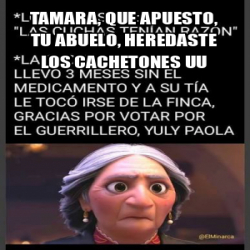 Meme Personalizado - Tamara, que apuesto, tu abuelo, heredaste los ...