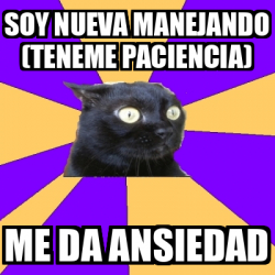 Meme Anxiety Cat Soy Nueva Manejando Teneme Paciencia Me Da