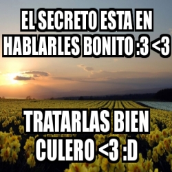 Meme Personalizado El Secreto Esta En Hablarles Bonito